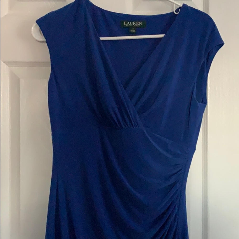 Ralph Lauren V neck ruched dress